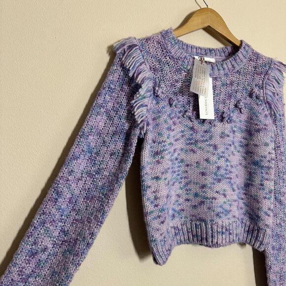LoveShackFancy Koru Fringe Pullover Sweater Womens Sz M Wool Alpaca Cottagecore - Picture 7 of 13